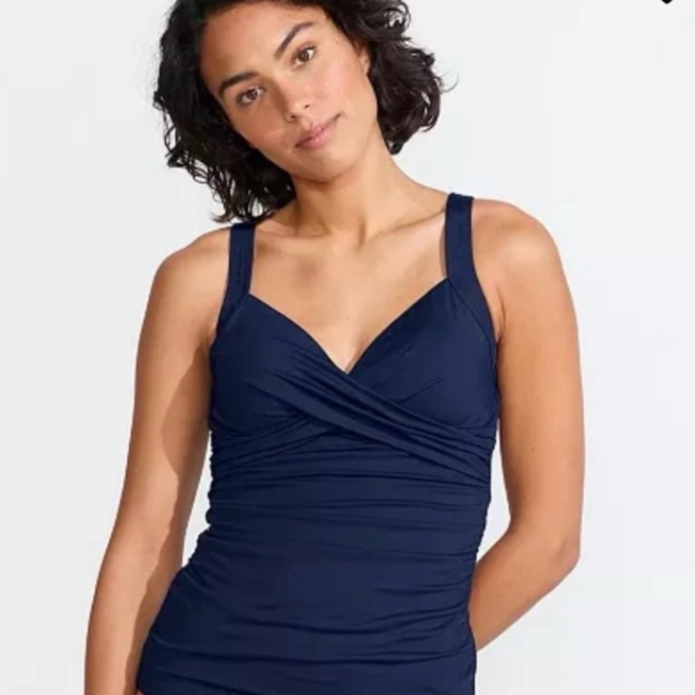 Lands End Swim Suit Sweetheart Wrap Underwire Tankini Top & Bikini Bottom Sz 16